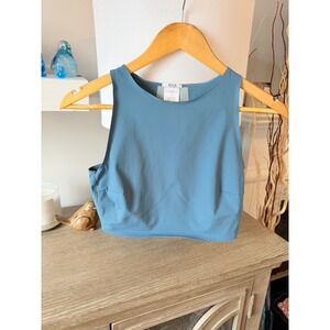 Wolford High Neck Crop Top Activewear Women Teal Blue Size S 54637